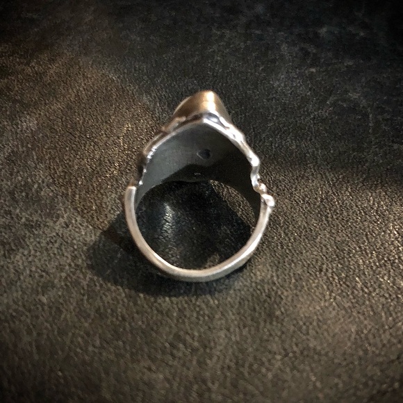 Acid Queen silver ring with moonstone teardrop, size 8.5 - Picture 3 of 4